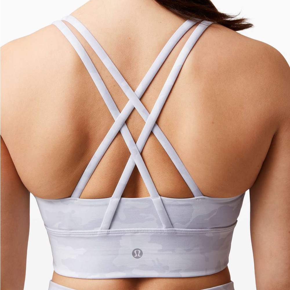 Lululemon Energy Bra Long Line Medium Support, B-D Cup - White Camo